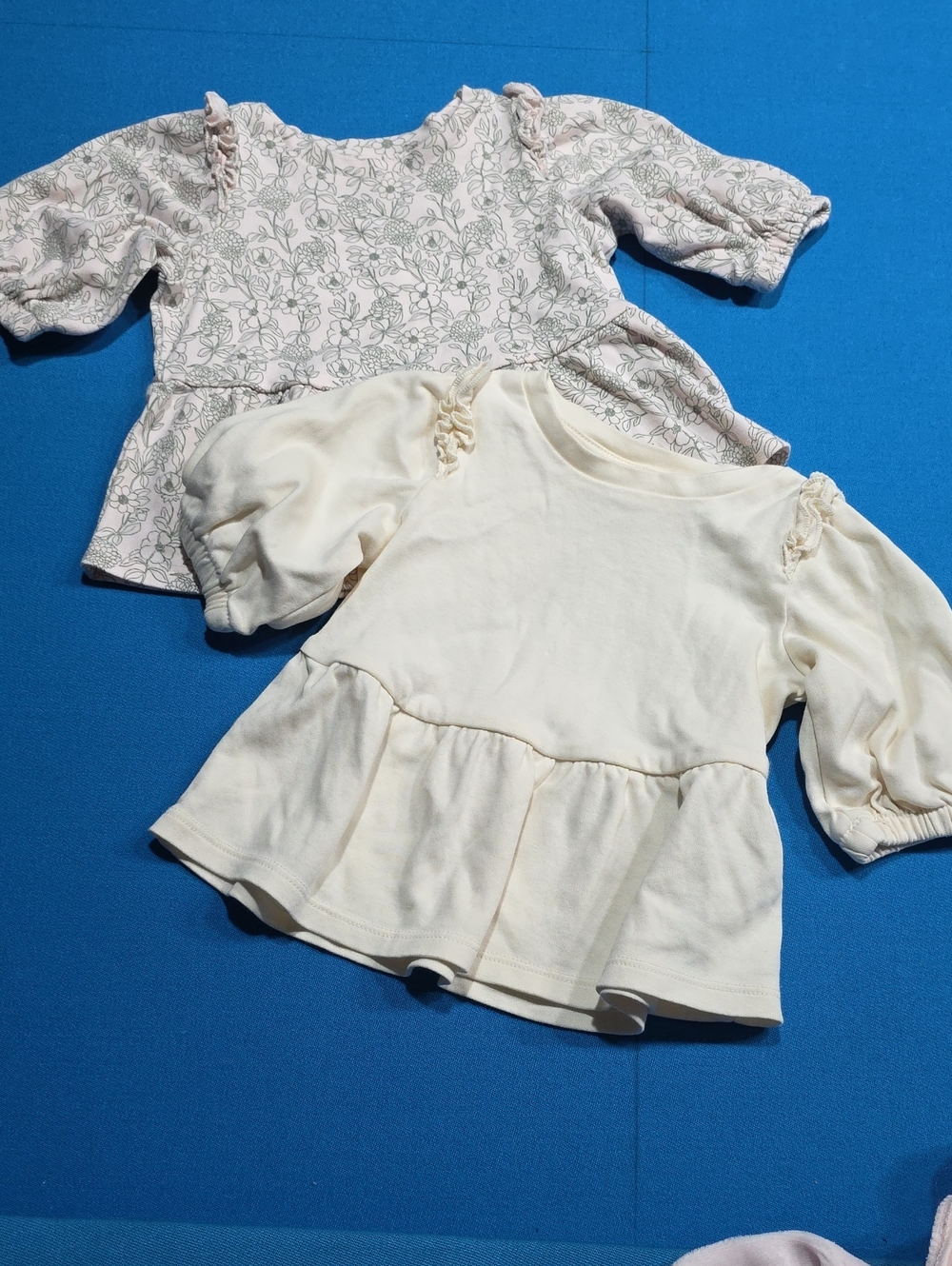 Amazon Essentials Girls Cream Peplum Top with Puff Sleeves